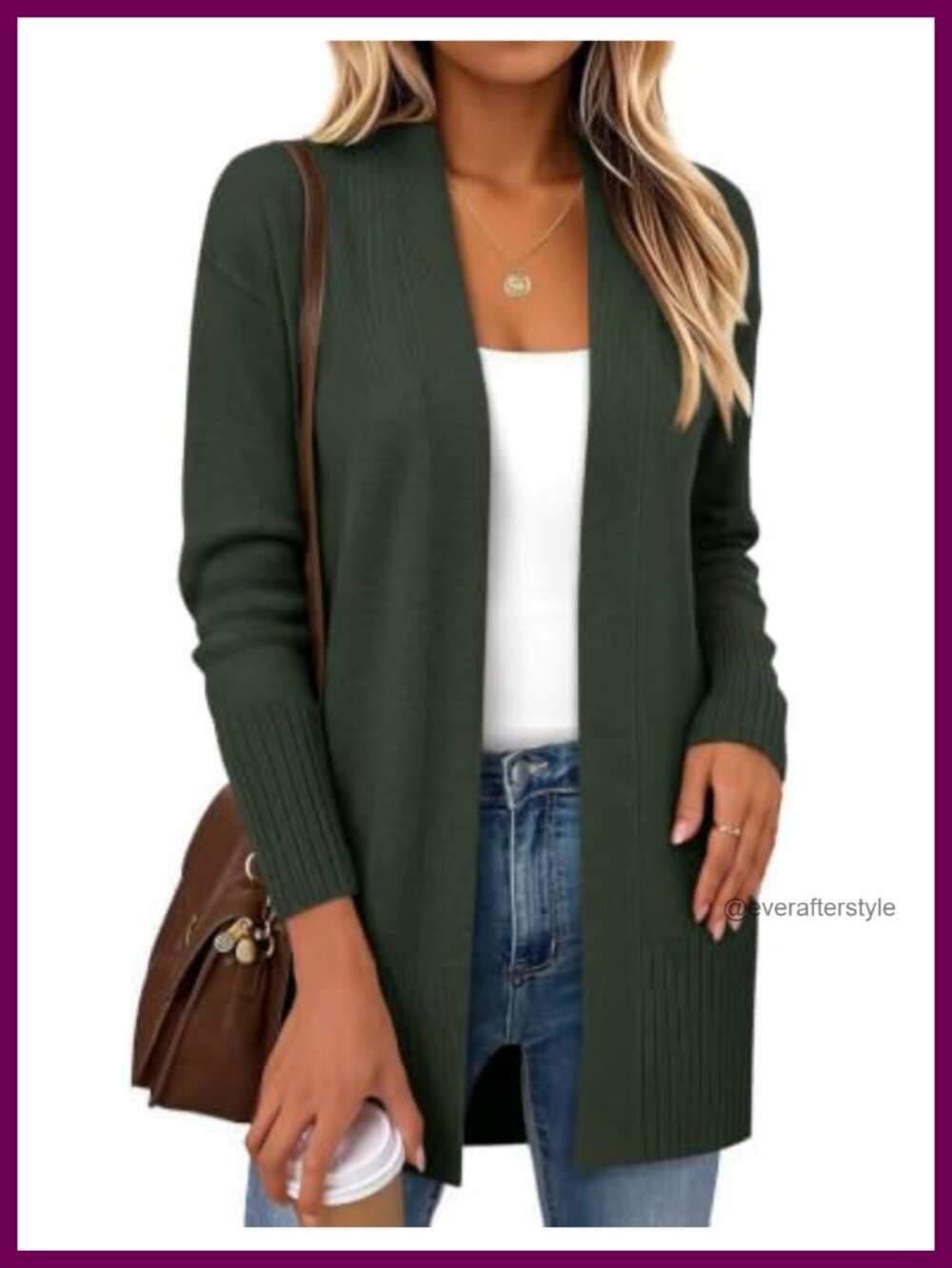Open Front Cardigan Long Sleeve Lightweight Knit Sweater